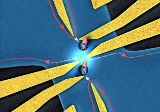  "Quantum point contact for probing anyonic braiding statistics" © Gwendal Fève.